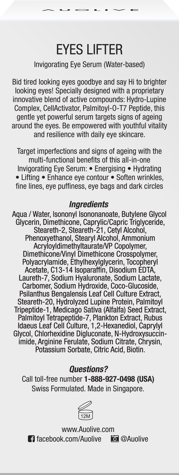 EYES LIFTER - Invigorating Eye Serum(Water-based)